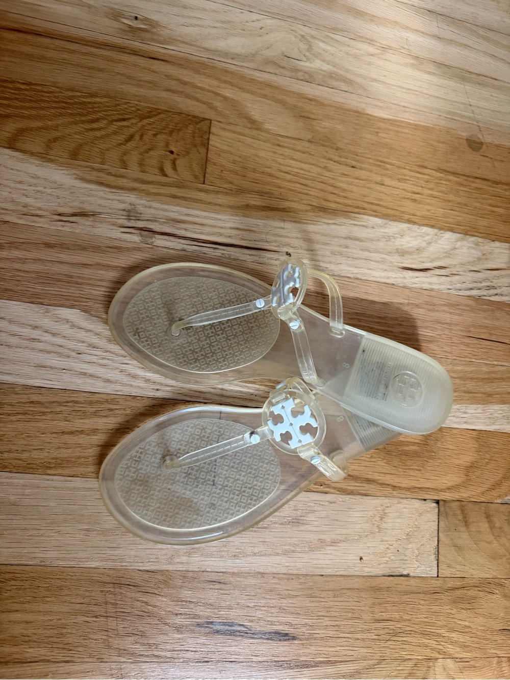 Clear Jelly Thong Sandals with Logo Medallion - Women